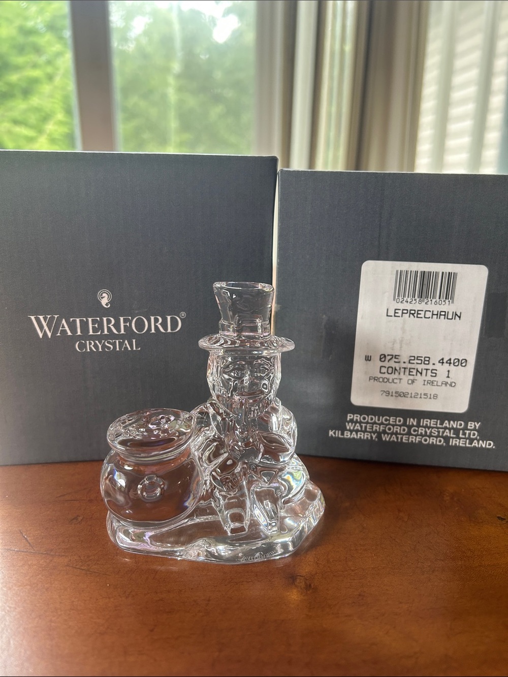 Waterford Crystal Clear Leprechaun Figurine with Pot